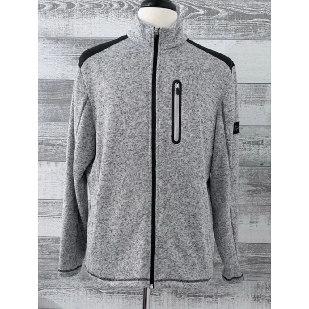 Greg Norman Tasso Ella Rapidwarm Gray/Black Full Zip Fleece Jacket Men's Sz. XL